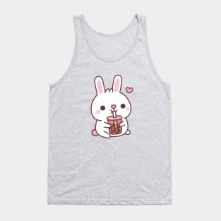 Cute White Bunny Rabbit Loves Bubble Tea Tank Top